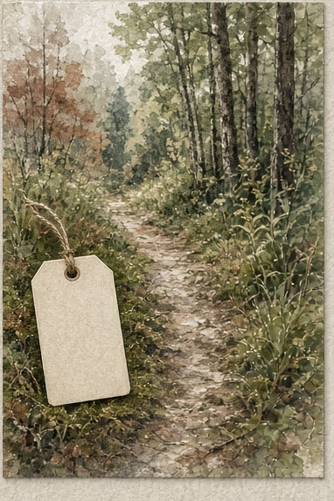 A blank field tag beside an open trail entrance